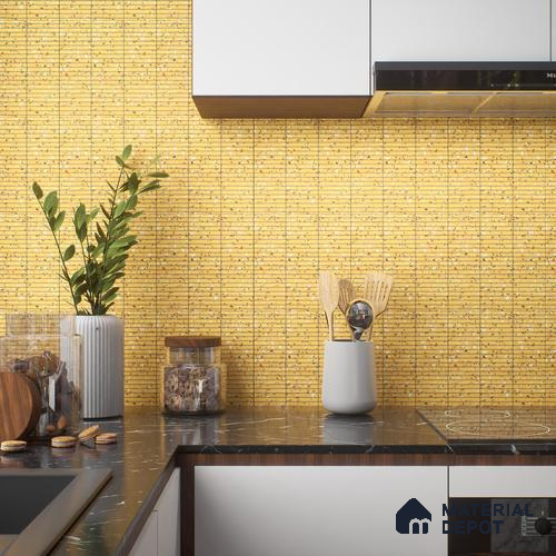 Faux Subway Wall Tile TL 00231 B Kitkat Yellow 1 ft x 1 ft Matte Finish Ceramic Tile - 9 mm | Suitable For Kitchen, Bathroom, Dining Area | Please Expect a Slight Variation of Pattern