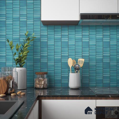 Faux Subway Wall Tile TL 00231 C Kitkat Green 1 ft x 1 ft Matte Finish Ceramic Tile - 9 mm | Suitable For Kitchen, Bathroom, Dining Area | Please Expect a Slight Variation of Pattern