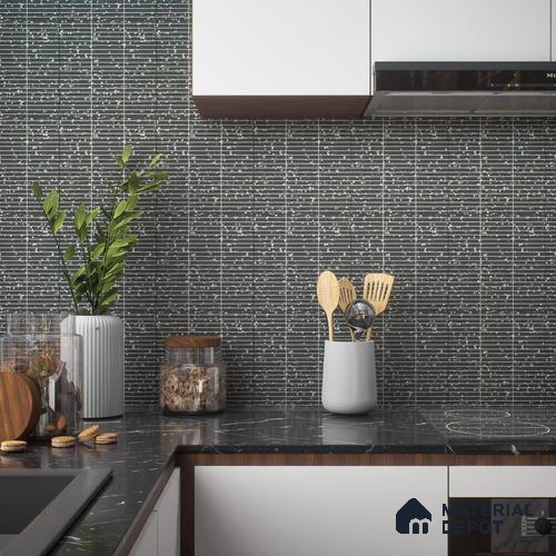 Faux Subway Wall Tile TL 00231 D Kitkat Black 1 ft x 1 ft Matte Finish Ceramic Tile - 9 mm | Suitable For Kitchen, Bathroom, Dining Area | Please Expect a Slight Variation of Pattern
