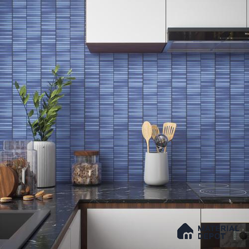Faux Subway Wall Tile TL 00231 A Kitkat Blue 1 ft x 1 ft Matte Finish Ceramic Tile - 9 mm | Suitable For Kitchen, Bathroom, Dining Area | Please Expect a Slight Variation of Pattern