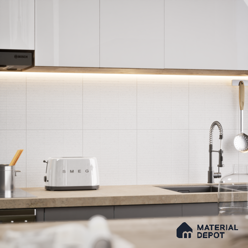 Faux Subway Wall Tile TL 05004 B Cinthia Kitkat Terrazo White 1 ft x 1 ft Ceramic Matte Finish - 9.5 mm | Suitable for Highlighter Walls, Foyer, Bathroom, Kitchen Wall & Backsplashes | Please Expect a Slight Variation of Pattern