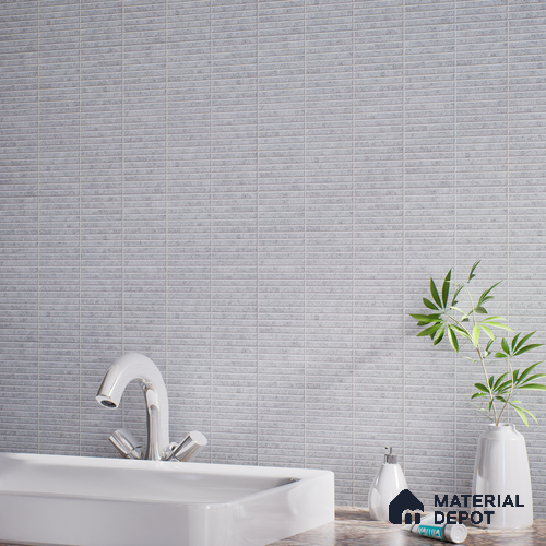 Faux Subway Wall Tile TL 05004 D Cinthia Kitkat Ashen Haze 1 ft x 1 ft Ceramic Matte Finish - 9.5 mm | Suitable for Highlighter Walls, Foyer, Bathroom, Kitchen Wall & Backsplashes | Please Expect a Slight Variation of Pattern