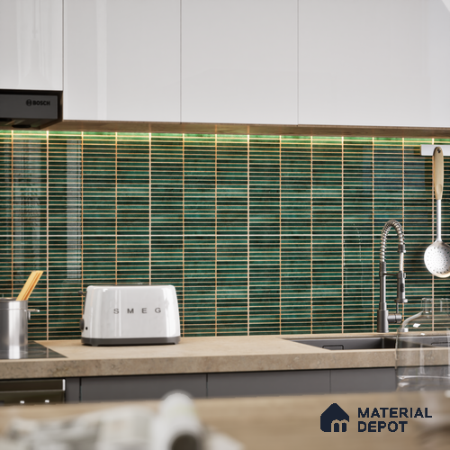 Faux Subway Wall Tile TL 05004 E Cinthia Kitkat Teal 1 ft x 1 ft Ceramic Glossy Finish - 9.5 mm | Suitable for Highlighter Walls, Foyer, Bathroom, Kitchen Wall & Backsplashes | Please Expect a Slight Variation of Pattern