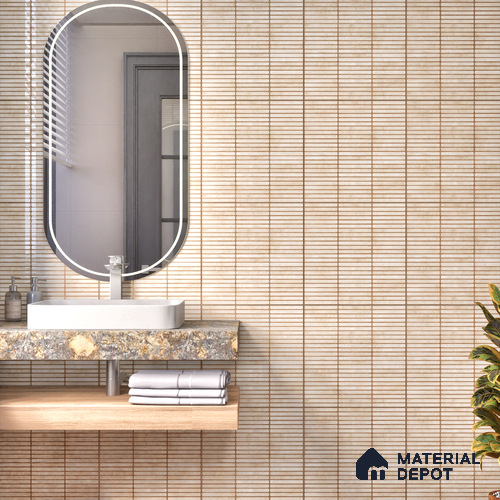 Faux Subway Wall Tile TL 05004 F Cinthia Kitkat Crema 1 ft x 1 ft Ceramic Glossy Finish - 9.5 mm | Suitable for Highlighter Walls, Foyer, Bathroom, Kitchen Wall & Backsplashes | Please Expect a Slight Variation of Pattern