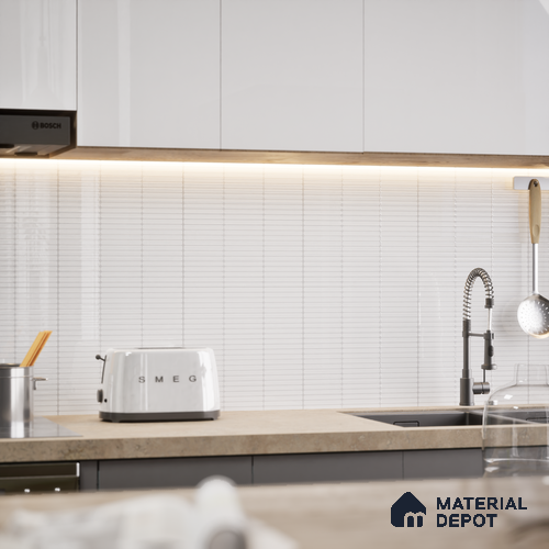 Faux Subway Wall Tile TL 05004 Cinthia Kitkat Moon White 1 ft x 1 ft Ceramic Glossy Finish - 9.5 mm | Suitable for Highlighter Walls, Foyer, Bathroom, Kitchen Wall & Backsplashes | Please Expect a Slight Variation of Pattern