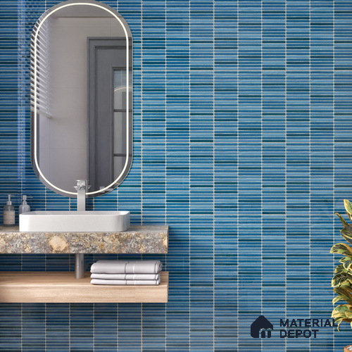 Faux Subway Wall Tile TL 05004 H Cinthia Kitkat Marine Blue 1 ft x 1 ft Ceramic Glossy Finish - 9.5 mm | Suitable for Highlighter Walls, Foyer, Bathroom, Kitchen Wall & Backsplashes | Please Expect a Slight Variation of Pattern