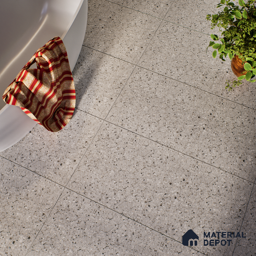 Terrazzo Floor & Wall Tile | TL 00848 Devon Gris | 4 ft x 2 ft Random Face Matte Finish Tile - 9 mm | Suitable For Living Room, Bedroom, Bathroom