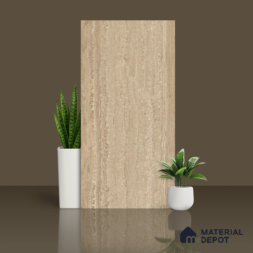 Stone Floor & Wall Tile | TL 00805 Neo Travertino Beige 4 ft x 2 ft Matte Finish Vitrified Tile | Suitable For Living Room, Bedroom, Bathroom