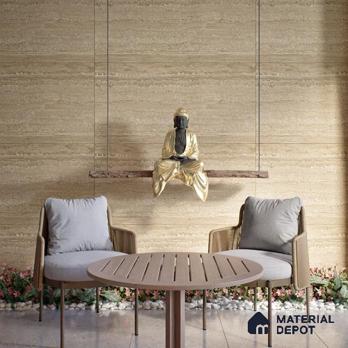 Stone Floor & Wall Tile | TL 00805 Neo Travertino Beige 4 ft x 2 ft Matte Finish Vitrified Tile | Suitable For Living Room, Bedroom, Bathroom