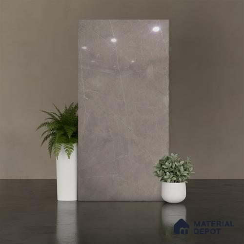 Marble Wall & Floor Tile | TL 00833 C Pulpis Grey | 4 ft x 2 ft Glossy Finish Vitrified Tile | Suitable For Living Room, Bedroom, Bathroom