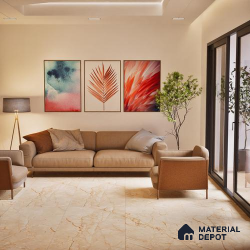 TL 02220 1 Lenitive Cream 4 ft x 2 ft Carving Matte Finish Wall & Floor Tile - 9 mm (Random 3) | Iamge 07