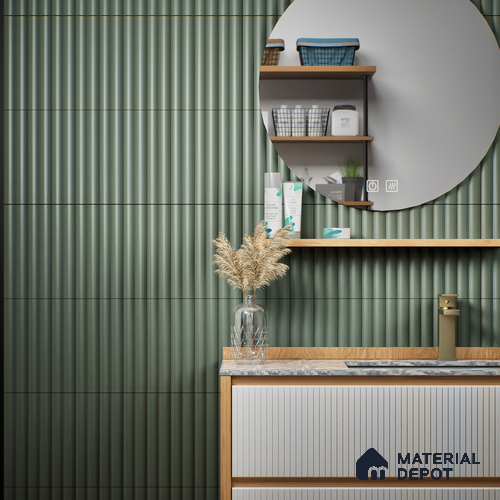 Subway Fluted Wall Tile TL 04963 D Brillo Carbon Noir 12 x 3 inch Ceramic Matte Finish - 6.5 mm | Suitable for Highlighter Walls, Foyer, Bathroom, Kitchen Wall & Backsplashes