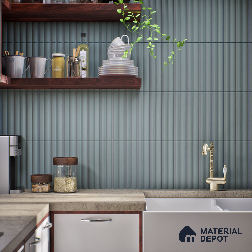 Subway Fluted Wall Tile TL 04963 G Brillo Raven Pearl 12 x 3 inch Ceramic Matte Finish - 6.5 mm | Suitable for Highlighter Walls, Foyer, Bathroom, Kitchen Wall & Backsplashes
