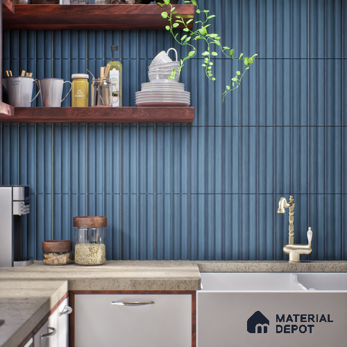 Subway Fluted Wall Tile TL 04963 I Brillo Paprica Ash 12 x 3 inch Ceramic Matte Finish - 6.5 mm | Suitable for Highlighter Walls, Foyer, Bathroom, Kitchen Wall & Backsplashes
