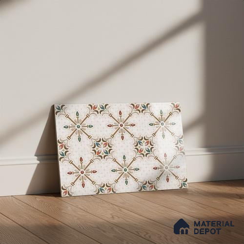 TL 03714 B Highlighter Floral Cream 18 x 12 inch Glossy Finish Ceramic Wall Tile - 7 mm