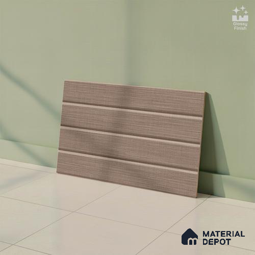 Fabric Wall Tile TL 02420 B Dark Chocolate Brown 18 x 12 inch Glossy Finish Ceramic Tile - 7 mm