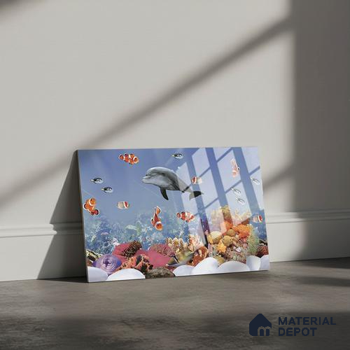 TL 02435 B Highlighter 2 Aquatic Blue 18 x 12 inch Glossy Finish Ceramic Wall Tile - 7 mm