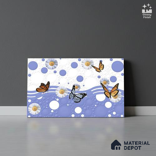 TL 02425 C Highlighter White & Blue 18 x 12 inch Glossy Finish Ceramic Wall Tile - 7 mm