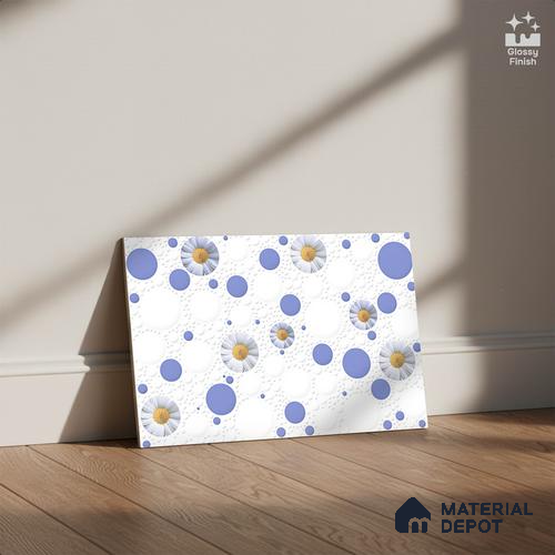 Highlighter Wall Tile TL 02425 A Light Snow White & Blue 18 x 12 inch Glossy Finish Ceramic Wall Tile - 7 mm