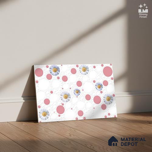 Highlighter Wall Tile TL 02426 A Light Snow White & Red 18 x 12 inch Glossy Finish Ceramic Wall Tile - 7 mm
