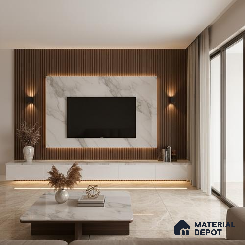 Ferrero 1B 0724 Copper Mist 8 ft x 4 ft Lazer Marble Series High Gloss Finish Acrylic Laminate - 1.5 mm (LM 01114) | Matching Edgeband Code - 724 |  Suitable for TV Unit, Wardrobe, Kitchen Cabinets