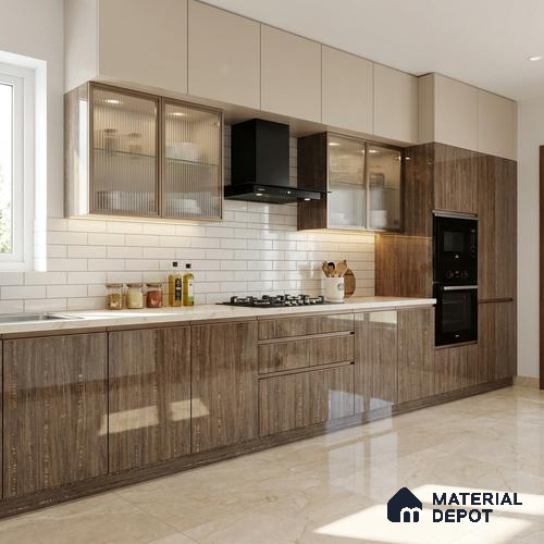 Wooden Look 719 8 ft x 4 ft Wooden Series High Gloss Finish Acrylic Laminate - 1.5 mm | Suitable for TV Unit, Wardrobe, Kitchen Cabinets