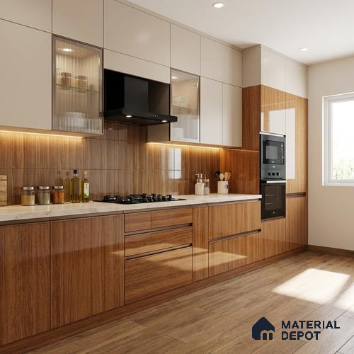 Wooden Look 714 8 ft x 4 ft Wooden Series High Gloss Finish Acrylic Laminate - 1.5 mm | Suitable for TV Unit, Wardrobe, Kitchen Cabinets