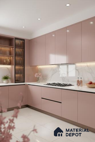 Ferrero 1B 0844 Dusky Blush 8 ft x 4 ft Solid Series High Gloss Finish Acrylic Laminate - 1.5 mm (LM 01140) | Matching Edgeband Code - 844 | Suitable for Kitchen Cabinets, Study Areas, Wardrobe