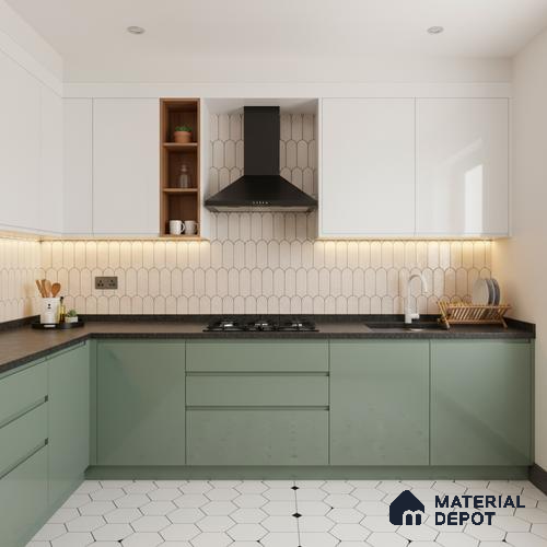 Ferrero 1B 0896 Meadow Green 8 ft x 4 ft Solid Series High Gloss Finish Acrylic Laminate - 1.5 mm (LM 01154) | Matching Edgeband Code - 896 | Suitable for Kitchen Cabinets, Study Areas, Wardrobe
