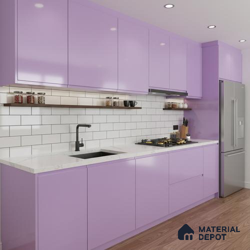 Ferrero 1B 0832 French Lilac 8 ft x 4 ft Solid Series High Gloss Finish Acrylic Laminate - 1.5 mm (LM 01161) | Matching Edgeband Code - 832 | Suitable for Kitchen Cabinets, Study Areas, Wardrobe