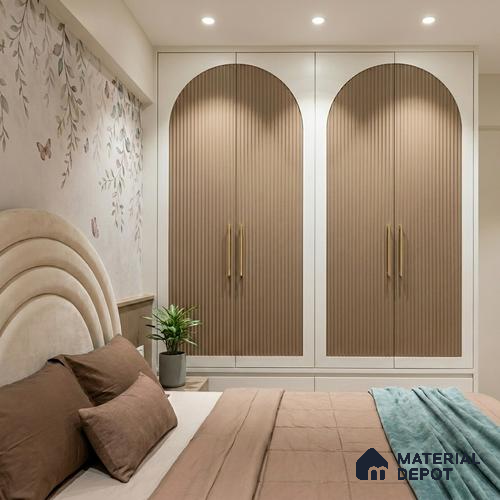Fluted Solid Color Look LM 01195 Moon Stone 8 ft x 4 ft Texture Finish Laminates - 1 mm | Suitable for TV Unit, Wardrobe, Kitchen Cabinets