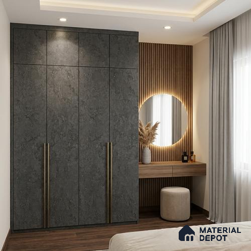 Stone Look LM 01198 Zenith Dark 8 ft x 4 ft Texture Finish Laminates - 1 mm  | Suitable for TV Unit, Wardrobe, Kitchen Cabinets