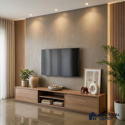Stone Look LM 01261 Concrete Ivory 8 ft x 4 ft Sand Stone Finish Decorative Laminate - 1 mm | Suitable for TV Unit, Wardrobe, Kitchen Cabinets