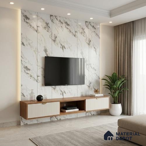 Marble Fluted Look LM 01363 Carve Craft 8 ft x 4 ft Texture Finish Decorative Laminate - 1 mm  | Suitable for TV Unit, Wardrobe, Kitchen Cabinets
