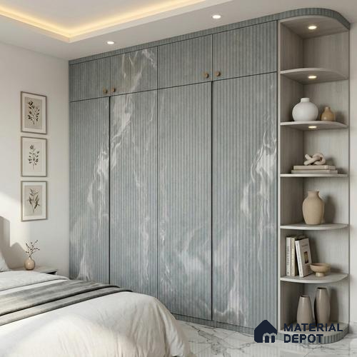 Marble Fluted Look LM 01364 Tokyo Grey 8 ft x 4 ft Texture Finish Decorative Laminate - 1 mm | Suitable for TV Unit, Wardrobe, Kitchen Cabinets
