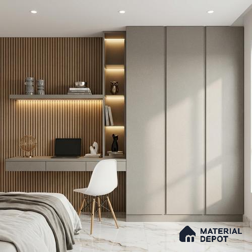 LM 01377 Luminous Luxe 8 ft x 4 ft Texture Finish Decorative Laminate - 1 mm  | Suitable for TV Unit, Wardrobe, Kitchen Cabinets