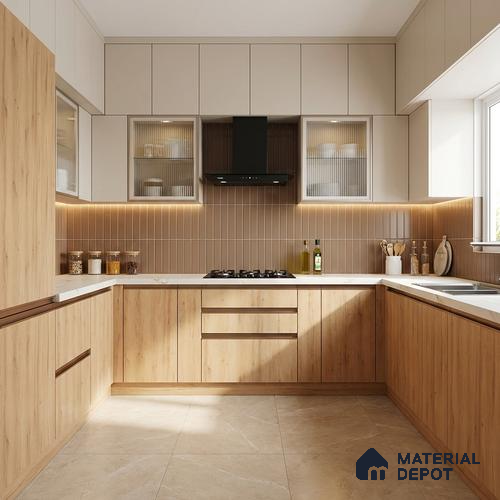Wooden Look LM 01378 Ivory Glow 8 ft x 4 ft Texture Finish Decorative Laminate - 1 mm | Suitable for TV Unit, Wardrobe, Kitchen Cabinets