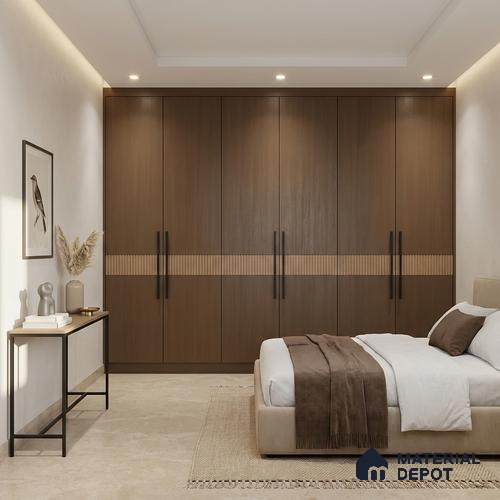 Wooden Fluted Look LM 01406 Nordic Walnut 8 ft x 4 ft Texture Finish Decorative Laminate - 1 mm | Suitable for TV Unit, Wardrobe, Kitchen Cabinets