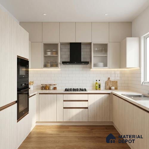 Wooden Look LM 01412 Frosty Canvas 8 ft x 4 ft PU Finish Decorative Laminate - 1 mm | Suitable for TV Unit, Wardrobe, Kitchen Cabinets