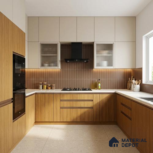 Wooden Look LM 01413 Truffle Twist 8 ft x 4 ft PU Finish Decorative Laminate - 1 mm | Suitable for TV Unit, Wardrobe, Kitchen Cabinets
