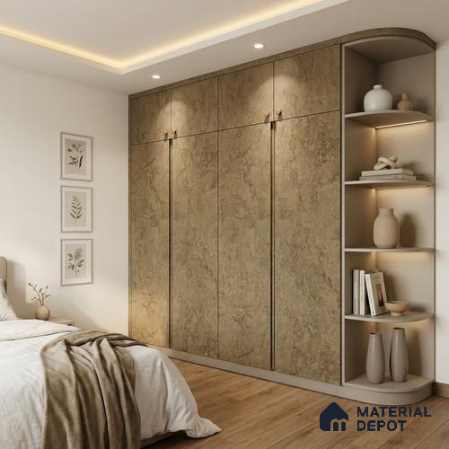 Stone Look LM 01421 Austin Walnut 8 ft x 4 ft Texture Finish Decorative Laminate - 1 mm  | Suitable for TV Unit, Wardrobe, Kitchen Cabinets