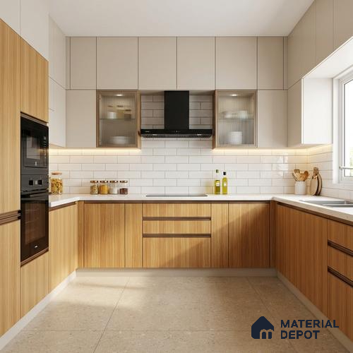 LM 01424 Brown Woodscar 8 ft x 4 ft Texture Finish Decorative Laminate - 1 mm  | Suitable for TV Unit, Wardrobe, Kitchen Cabinets
