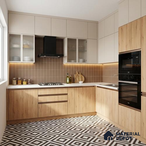 Wooden Look LM 01430 Ivory Glow 8 ft x 4 ft Texture Finish Decorative Laminate - 1 mm  | Suitable for TV Unit, Wardrobe, Kitchen Cabinets