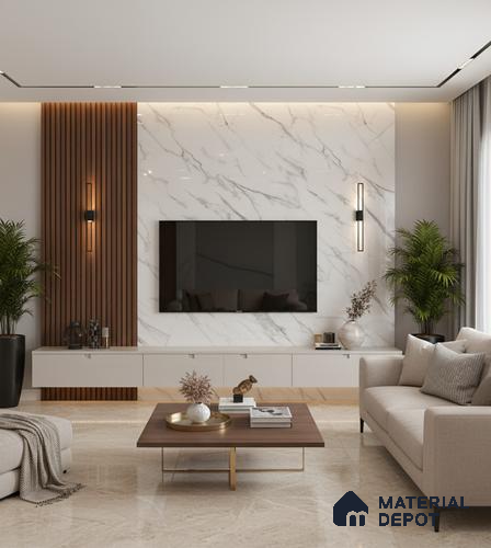 LM 01464 Serene Ease 8 ft x 4 ft High Gloss Finish Decorative Laminate - 1 mm  | Suitable for TV Unit, Wardrobe, Kitchen Cabinets
