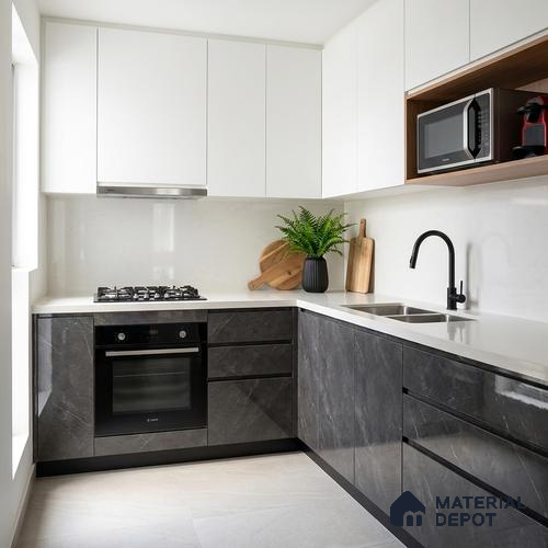LM 01466 Iceland Dark Grey 8 ft x 4 ft High Gloss Finish Decorative Laminate - 1 mm  | Suitable for TV Unit, Wardrobe, Kitchen Cabinets