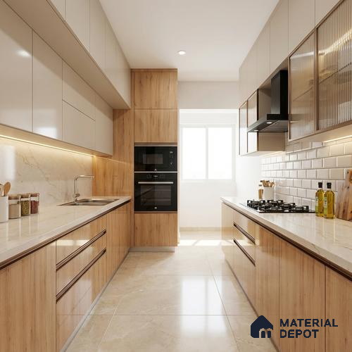 Wooden Look LM 01467 Ivory Glow 8 ft x 4 ft High Gloss Finish Decorative Laminate - 1 mm  | Suitable for TV Unit, Wardrobe, Kitchen Cabinets