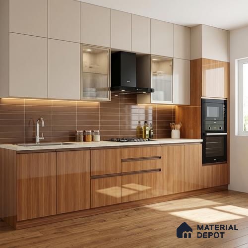 LM 01471 Brown Woodscar 8 ft x 4 ft High Gloss Finish Decorative Laminate - 1 mm  | Suitable for TV Unit, Wardrobe, Kitchen Cabinets