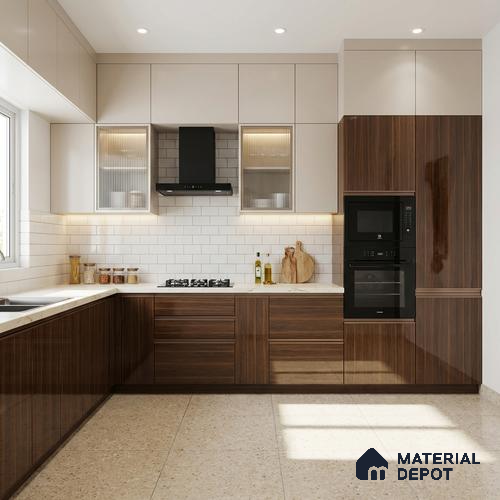 Wooden Look LM 01472 Tango Wood 8 ft x 4 ft High Gloss Finish Decorative Laminate - 1 mm  | Suitable for TV Unit, Wardrobe, Kitchen Cabinets