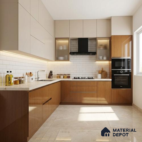 Wooden Look LM 01474 Natural Pine 8 ft x 4 ft High Gloss Finish Decorative Laminate - 1 mm | Suitable for TV Unit, Wardrobe, Kitchen Cabinets
