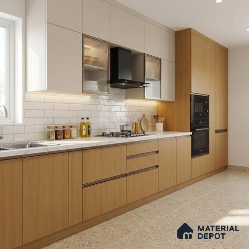 Wooden Look LM 01493 Blast Cedar Yoko 8 ft x 4 ft Suede Finish Decorative Laminate - 1 mm  | Suitable for TV Unit, Wardrobe, Kitchen Cabinets